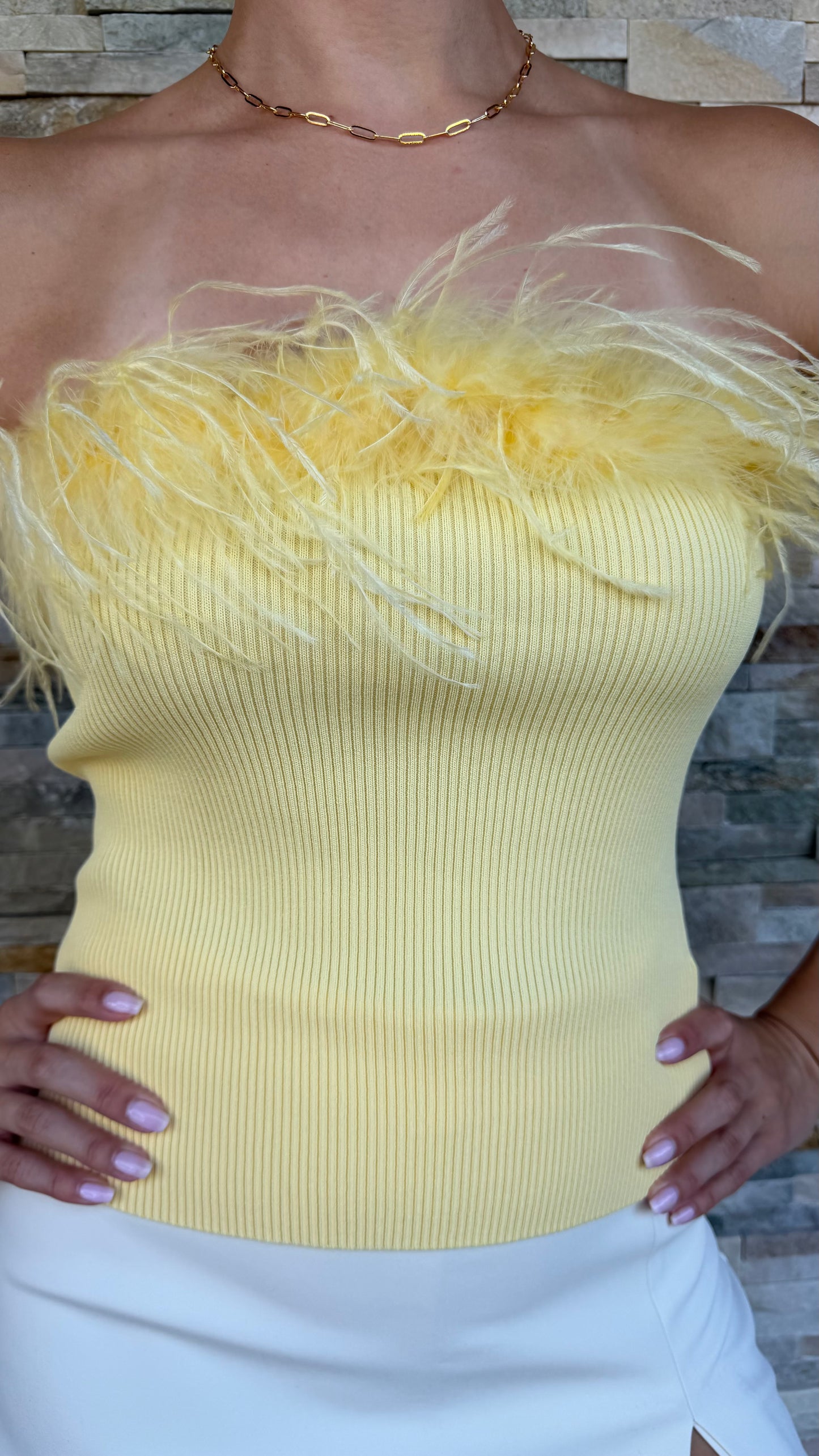 Honey Blossom Feather Top